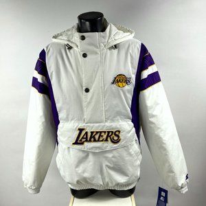 Fall 2023 LOS ANGELES LAKERS STARTER Hooded Half Zip Jacket WHITE 3X 4X 5X 6X